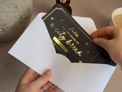 Personalised scratch card gift for a city break experience, made to order in the UK