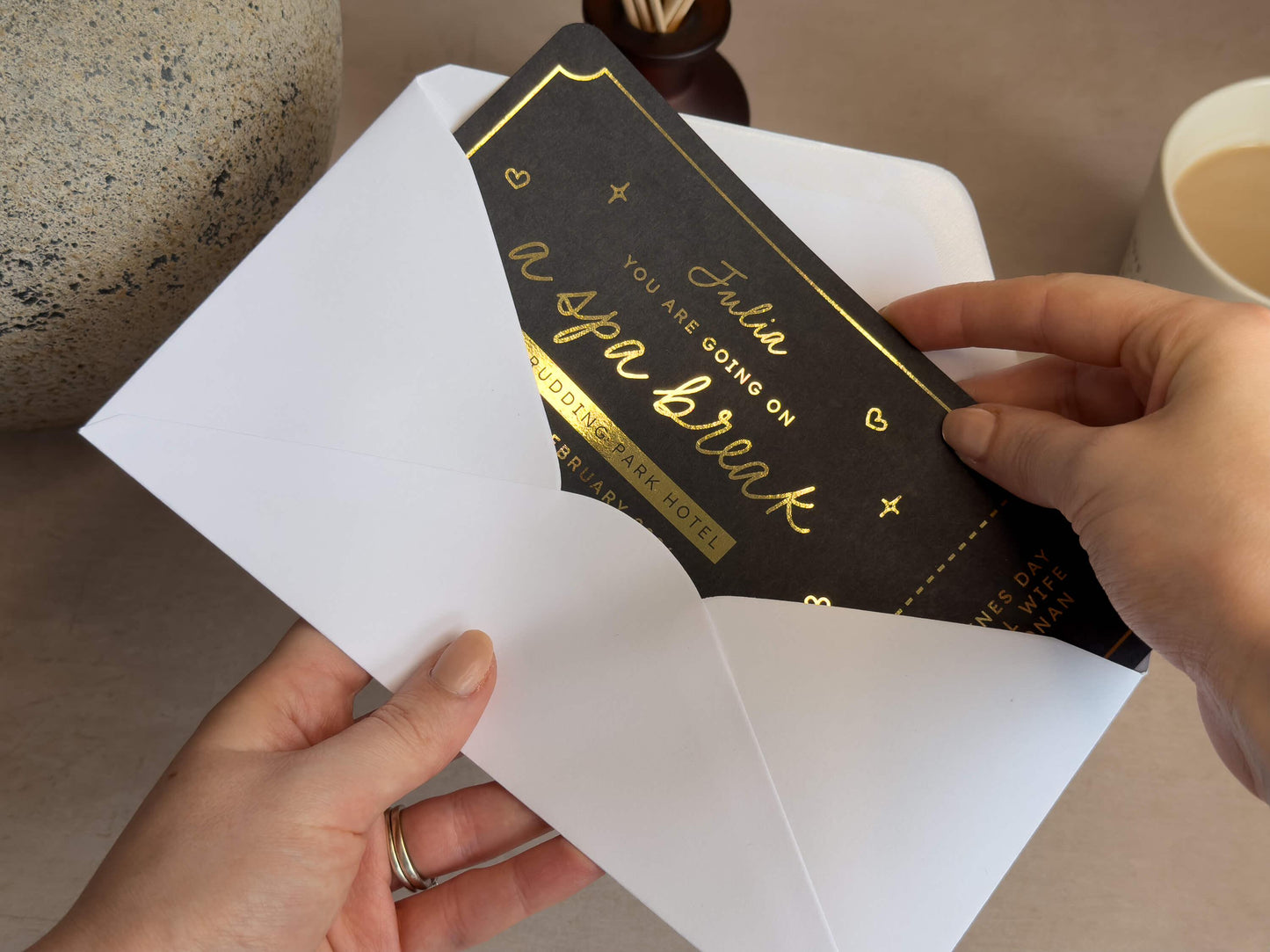 Creative scratch ticket for a relaxing spa break gift, perfect for pampering someone special