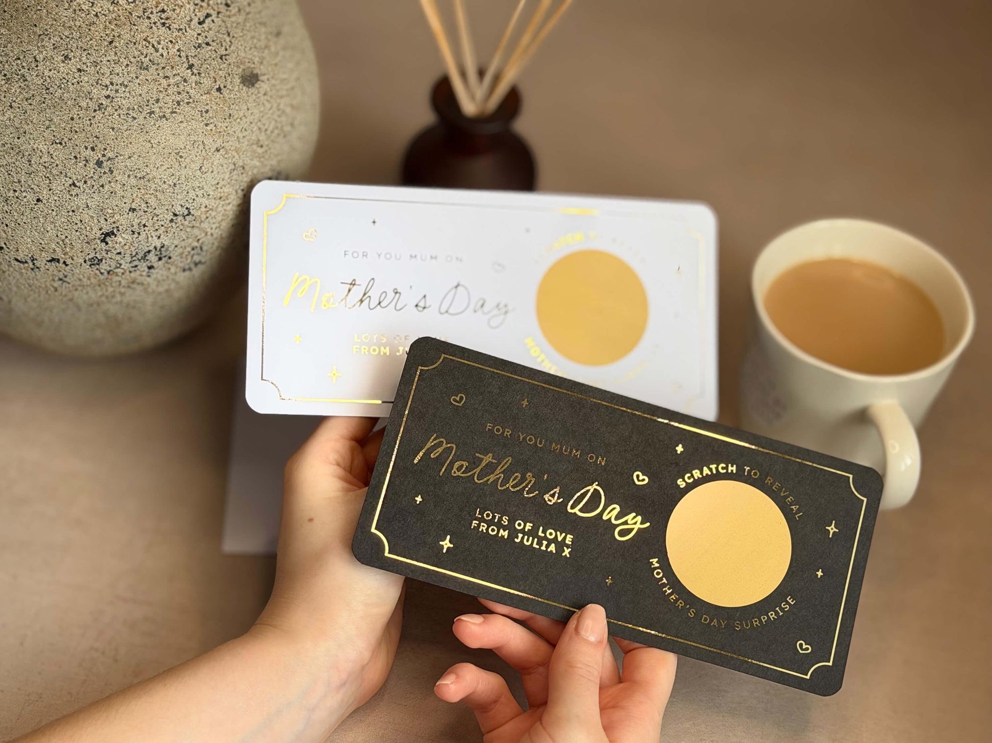 Creative scratch card gift for Mother’s Day, personalised with your own message for Mum