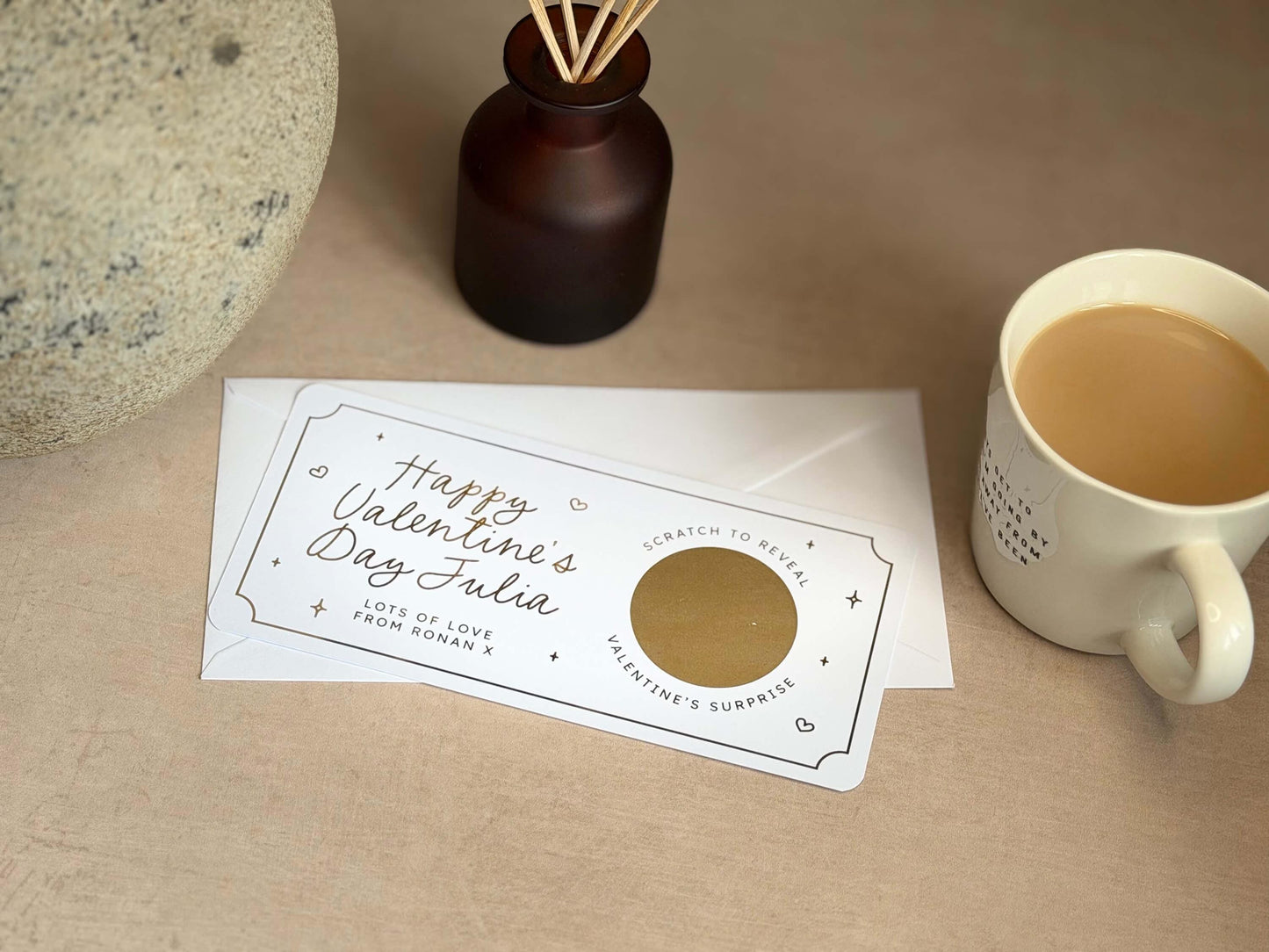 Creative Valentine’s Day scratch card gift, customisable with a personal message
