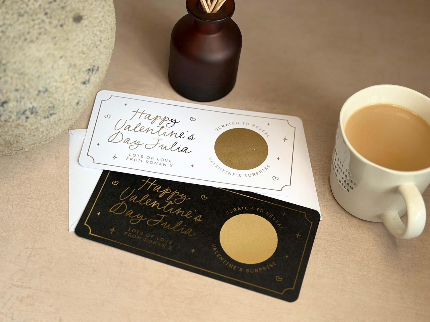 Creative scratch reveal card for Valentine’s Day, customised with your own message