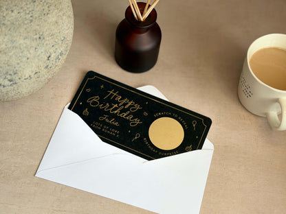 Personalised scratch ticket for a birthday treat, perfect for a thoughtful gift