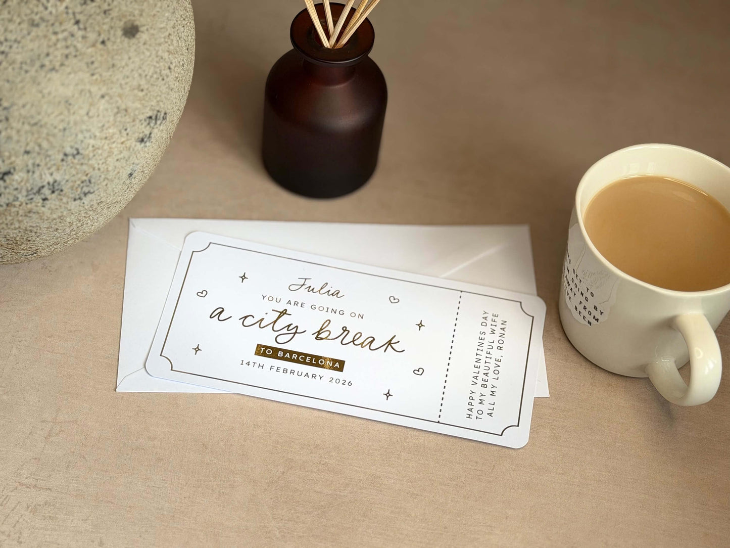 Personalised city break getaway scratch ticket, ideal for birthdays or anniversaries