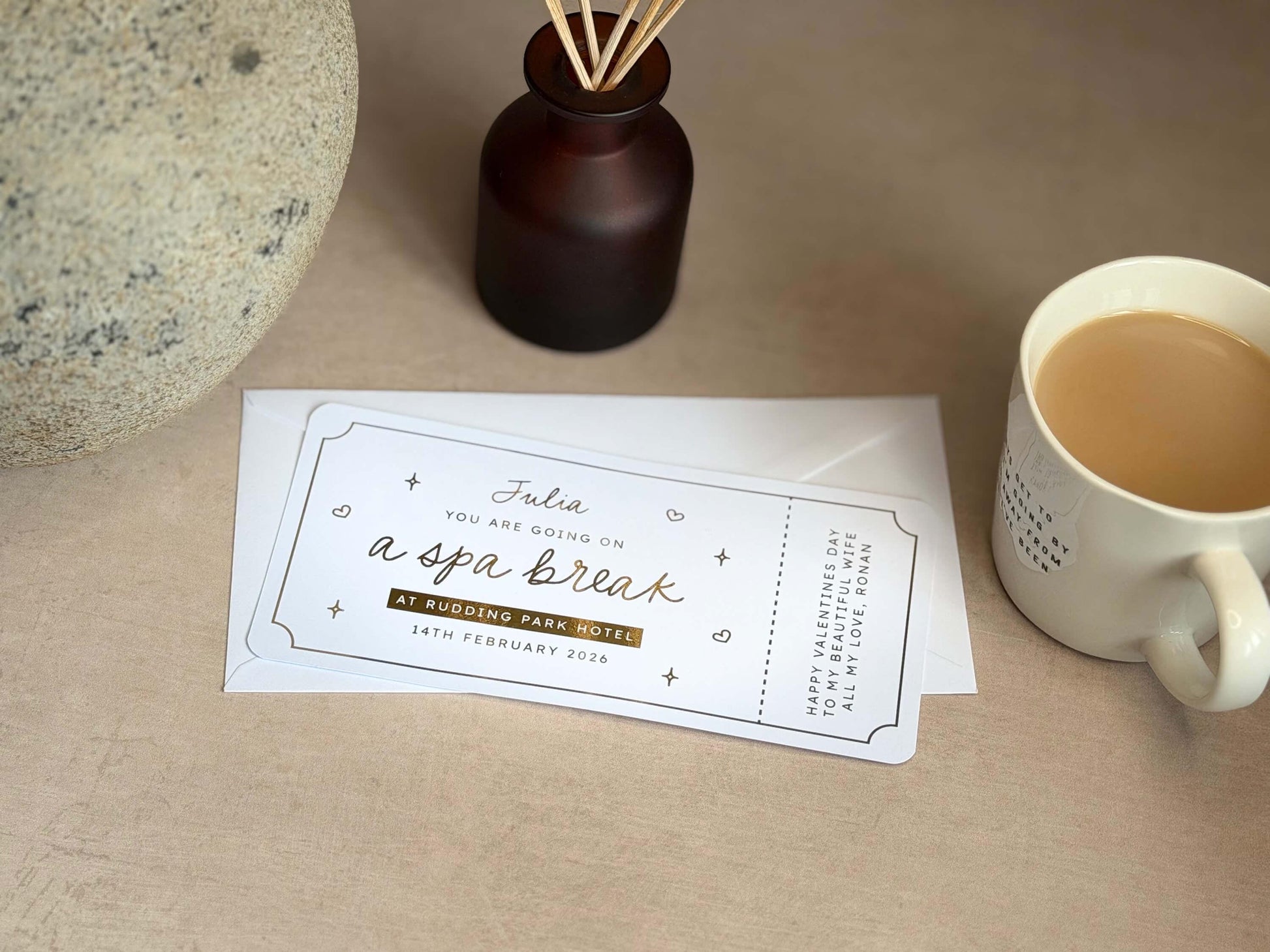 Personalised luxury spa scratch ticket, ideal for birthdays or special occasions