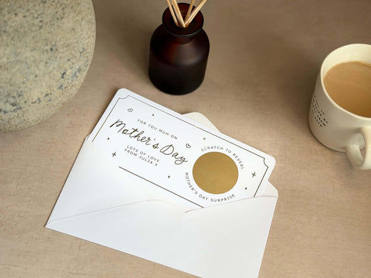 Personalised Mother’s Day scratch card gift from the UK, perfect for a thoughtful surprise