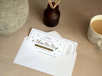 Personalised theatre night scratch ticket for gifting a theatre trip experience