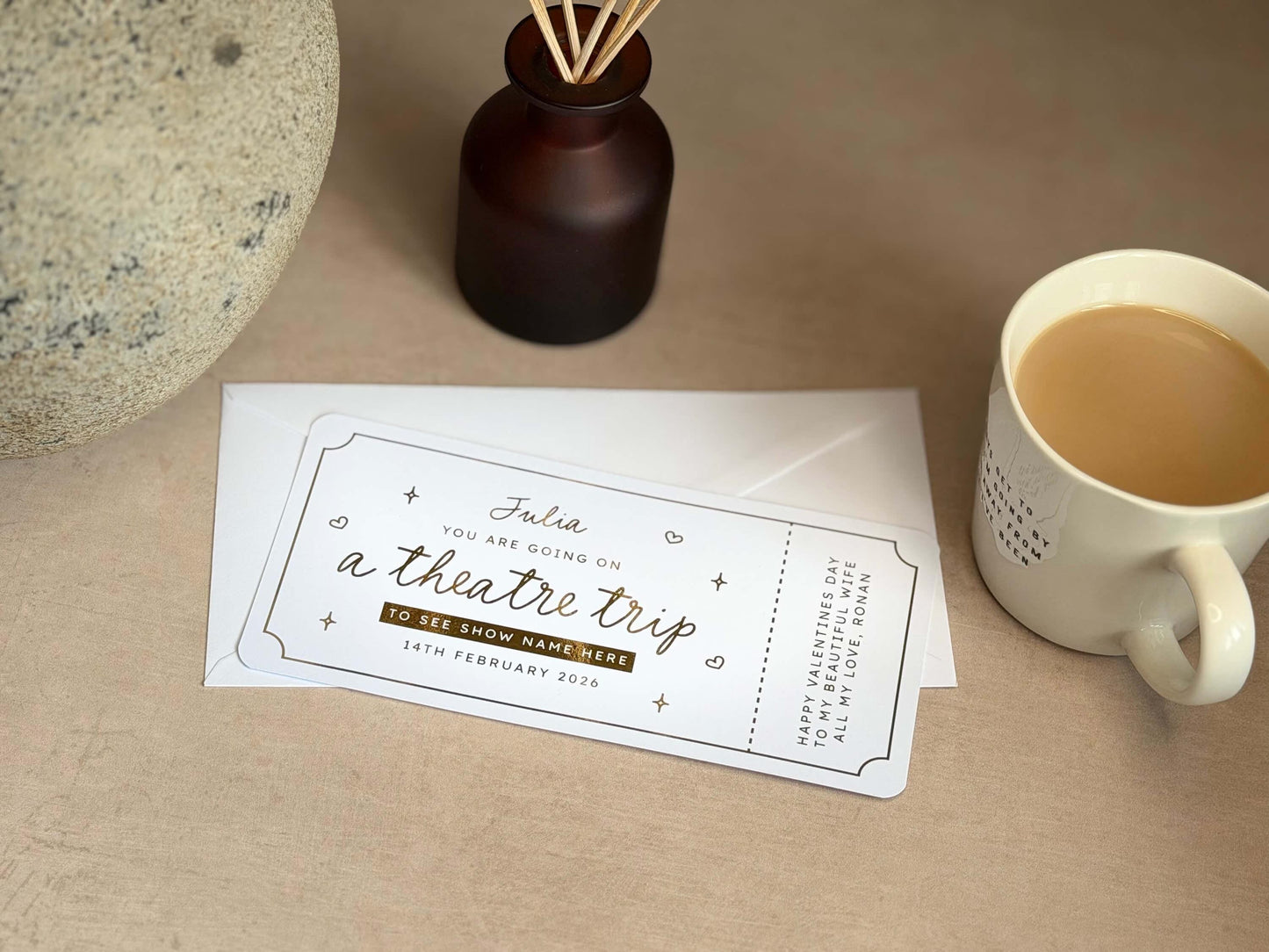 Personalised theatre show scratch ticket, ideal for birthdays or special occasions