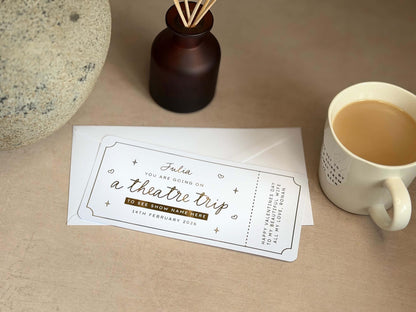 Personalised theatre show scratch ticket, ideal for birthdays or special occasions