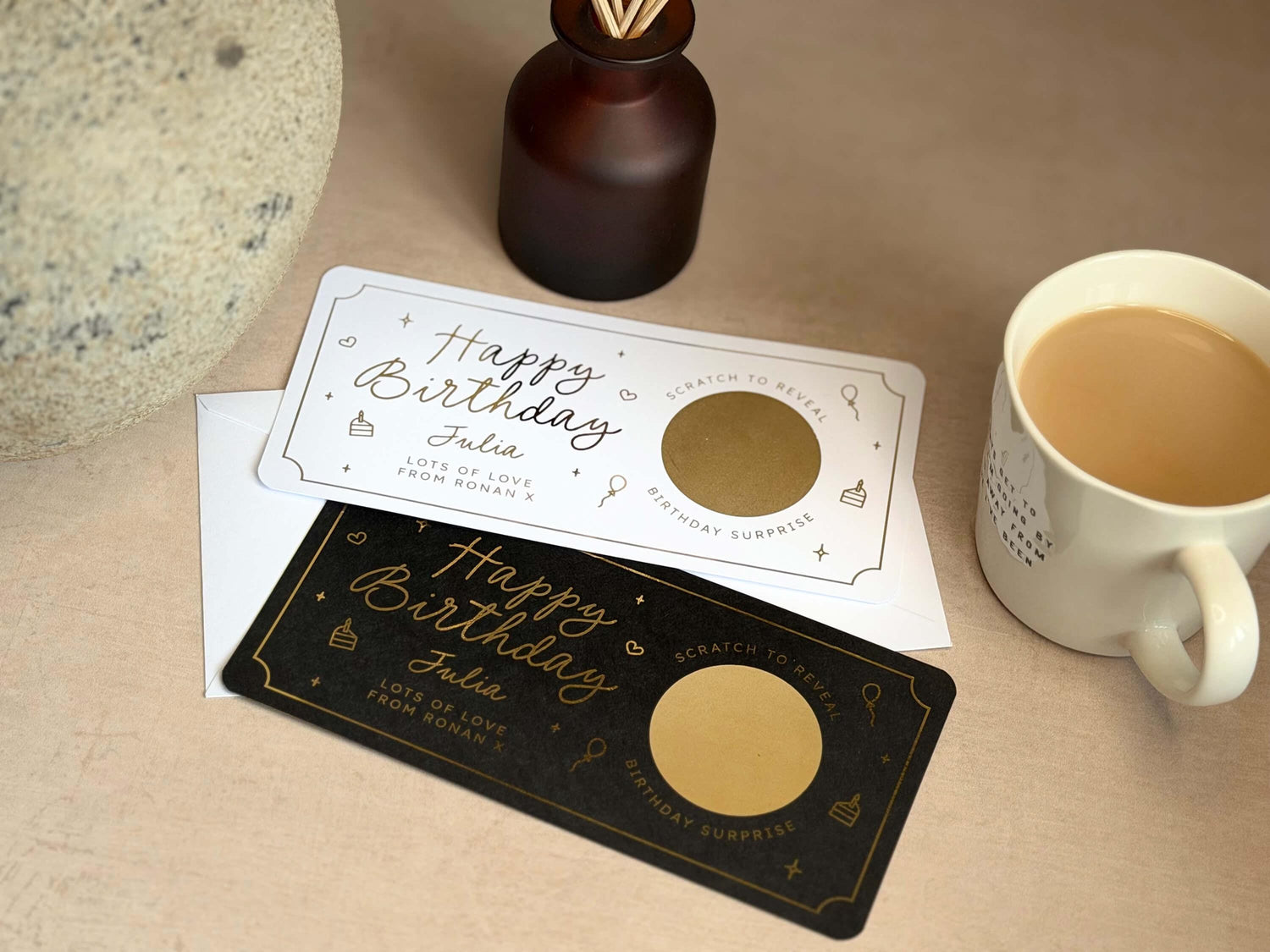 Scratch reveal card keepsake for a birthday gift, personalised to make it special
