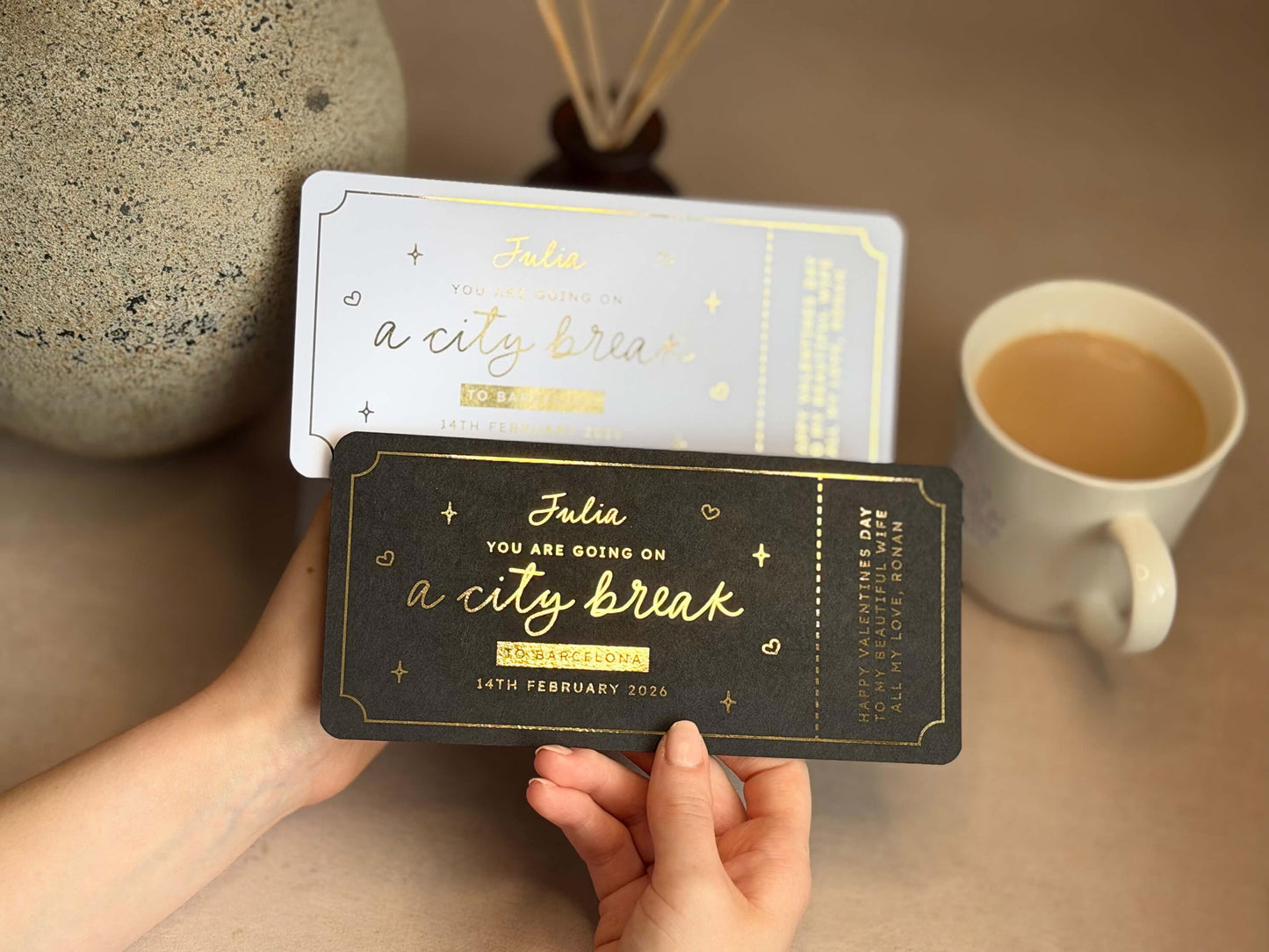 Surprise gift scratch ticket for a city break experience, personalised for the recipient