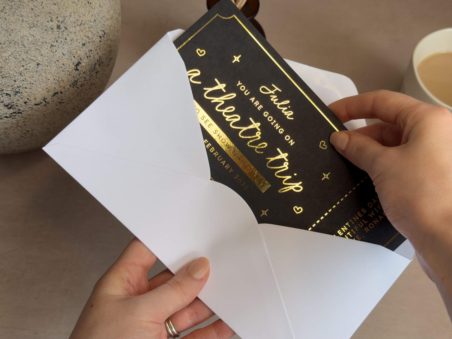 Personalised scratch card gift for a theatre experience, made to order in the UK