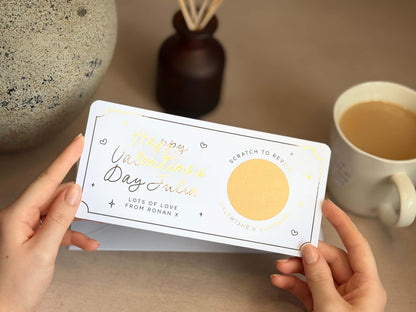 Unique handmade scratch ticket for Valentine’s Day, made to order for your loved one
