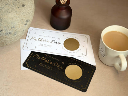 Unique personalised gift for Mum this Mother’s Day, featuring a custom scratch reveal card