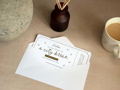 Scratch reveal card for a unique city escape experience gift, personalised for someone special