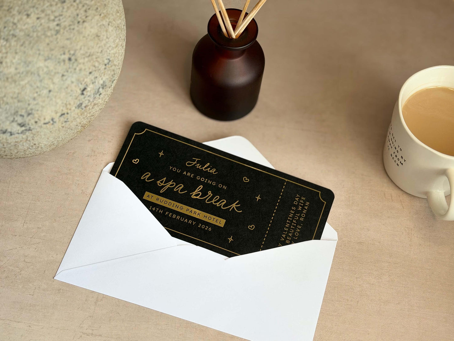 Scratch reveal card for a unique spa weekend experience gift, personalised for someone special