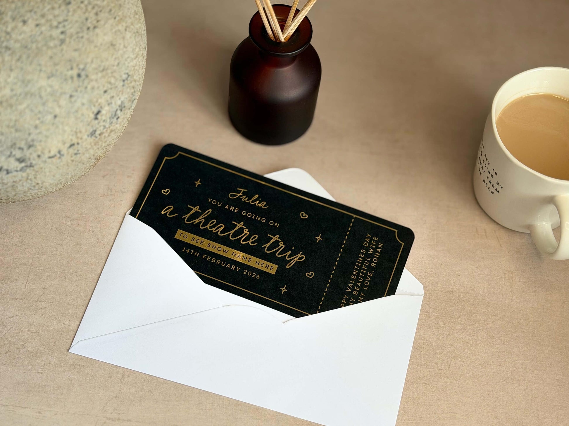 Scratch reveal card for a unique theatre show experience gift, personalised for someone special